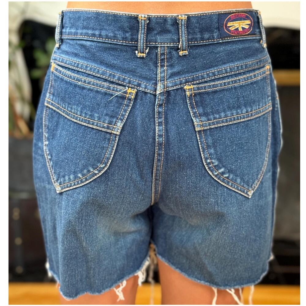 Vintage Jean Shorts, Brittania Cutoffs Medium Dark Wash, W27", USA 80s 90s Denim